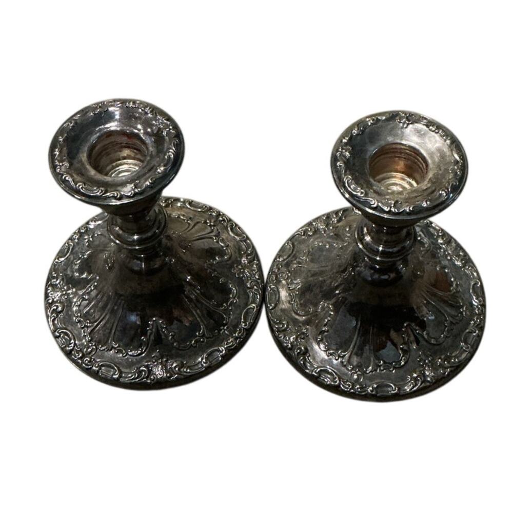 Gorham Ornate Silver Plated Candlestick Candle Holder Set of 2 Heritage Regency